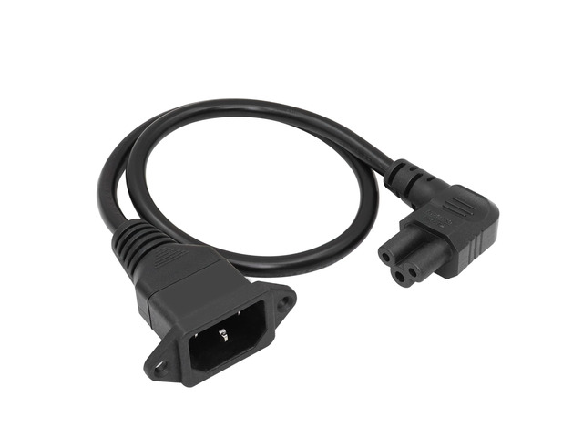 Panel Mount C14 to 90 Degree C5 PDU Power Supply Cable IEC 320 C14 Male to Right Angled 3 Pin C5 Female Plug Extension Cable for Monitor Computer...