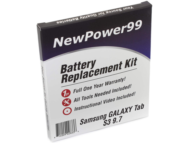 NewPower99 Battery Kit for Samsung Galaxy Tab S3 9.7 SM-T820, SM-T825, SM-T827 with Tools, Video Instructions, Long Life Battery