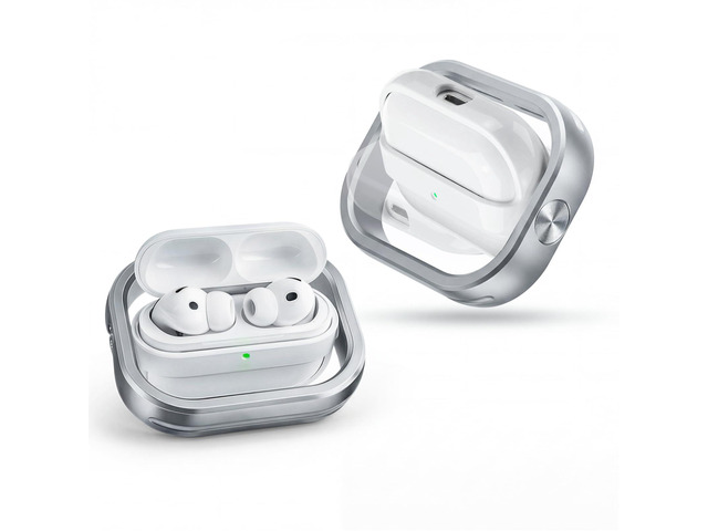 Compatible with AirPods Pro 3 Generation 2025 Cases, 360Â° Rotatable Anti-Scratch, Support Wireless Charging Flocked Lining & Aluminum Alloy...