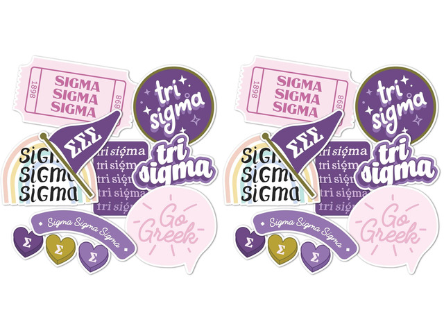 Sigma Sigma Sigma Sticker Tri-Sigma Sheet Vinyl Decal Laptop Water Bottle Car Scrapbook (Cute Sheet) (Pack of 2)