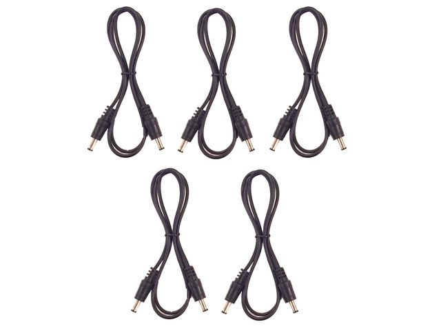 5 Pack of 36 Inch 22 AWG DC Power Cable Male to Male 3 Foot 5.5mm X 2.1mm Barrel Plug