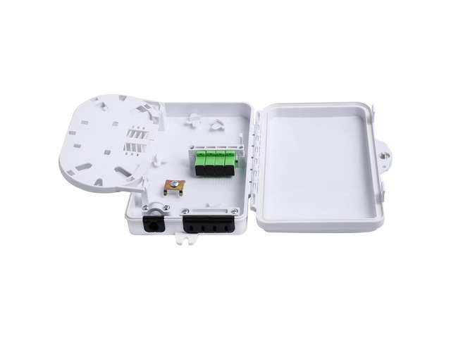 4-Port Fiber Optic Distribution Box - Waterproof ABS Plastic, SC/APC Fiber Coupler, White