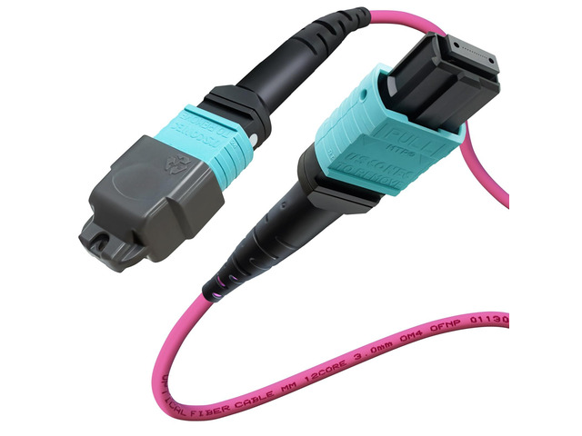 6ft OFNP MTP/MPO Fiber Cable 12 Strand Female, MTP to MTP OM4 Multimode Fiber Optic Ptach Cord, Type B Plenum MTP Jumpers