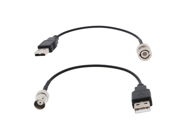2pcs RG174 Cable BNC Male Female to USB 2.0 Male Connector Adapter Suitable for Power Coaxial Test (20cm 50 Ohm)