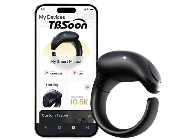 Fashion Tasbih Smart Ring, Tasbeeh Counters, Prayer Direction Indicator Guide,5 Azan Alarm Clock,Forgiveness,Electronic Rosary,Eid al-Fitr Eid...