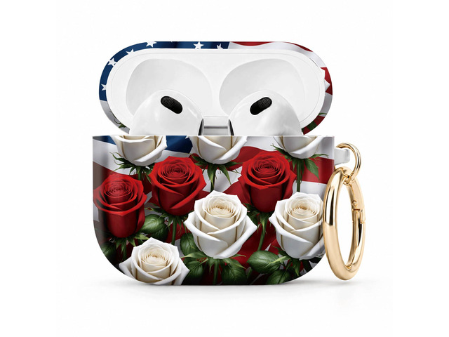 Compatible with Airpod 4 Case,TPU Cute Pattern Protective, Shockproof Anti Scratch Case with Keychain Ring, Supports Wireless Charging(American...