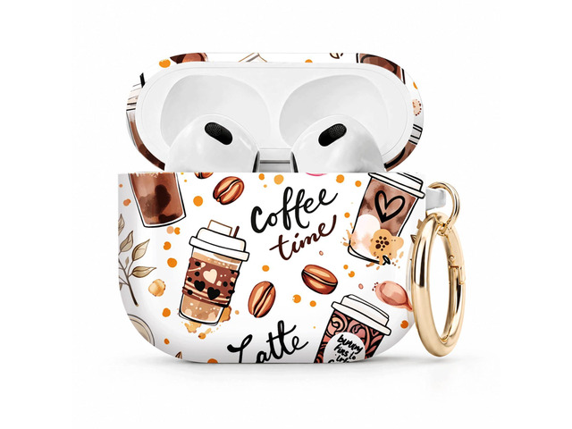 Compatible with Airpod 4 Case,TPU Cute Pattern Protective, Shockproof Anti Scratch Case with Keychain Ring, Supports Wireless Charging(Coffee Beans...
