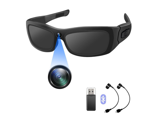 HD 1080P Camera Sport Glasses Bluetooth Sunglasses Video Camera, Glasses Action Camera with Earphone for Outdoor, Travel, Cycling (No Audio)