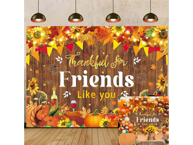 Happy Friendsgiving Party Backdrop Thankful for Friends Like You Photography Background Fall Thanksgiving Friends Giving Give Thanks Party...