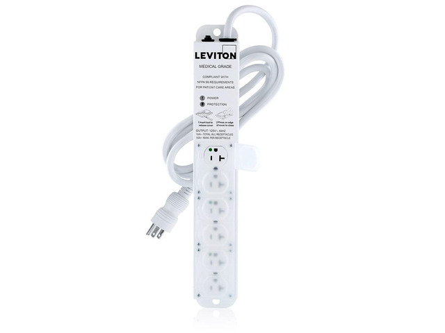 Medical Grade Surge Protective Power Strip, 20-Amp, 125-volt, 6-Outlets, 7-Feet Cord Length, 5306M-2S7
