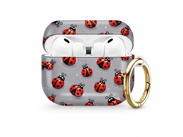 Compatible with AirPod Pro 3 Case (2025), Stylish Pattern Protective Cover with Keychain, Shockproof Anti-Drop TPU Case for Women and Men(Ladybird...