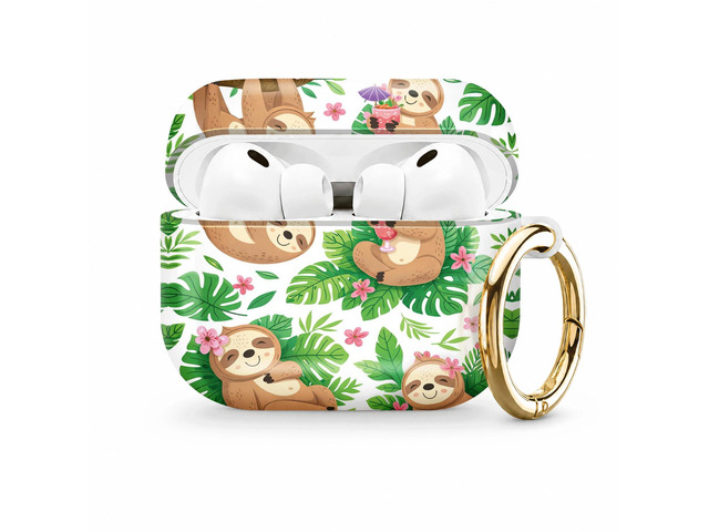Compatible with AirPod Pro 3 Case (2025), Stylish Pattern Protective Cover with Keychain, Shockproof Anti-Drop TPU Case for Women and Men(Sloth and...