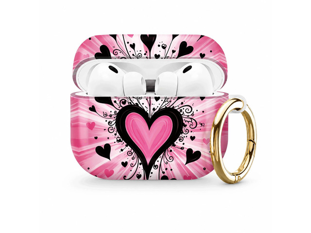 Compatible with AirPod Pro 3 Case (2025), Stylish Pattern Protective Cover with Keychain, Shockproof Anti-Drop TPU Case for Women and Men(Pink...