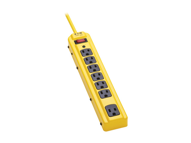 Eaton Series TLM704SA Heavy Duty Power Strip with Surge Protection, 7 Outlets, 450 Joules, 4ft Cord, Yellow Metal Housing, Under Desk & Wall...