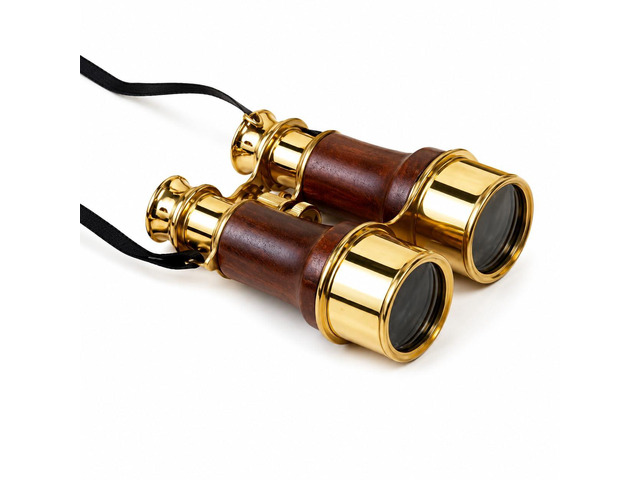 Antique Marine Victorian Binoculars Handmade Buffed Leather Cover Belt 5 inches Brass Home & Office Decor