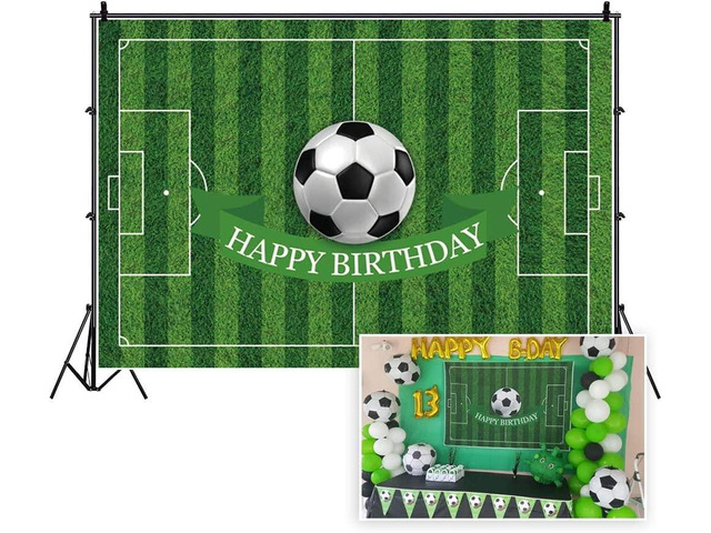8x6ft Soccer Birthday Party Backdrop Football Field Photography Background for Boys Birthday Ceremony Room Decor Soccer Sport Photo Wallpaper,...