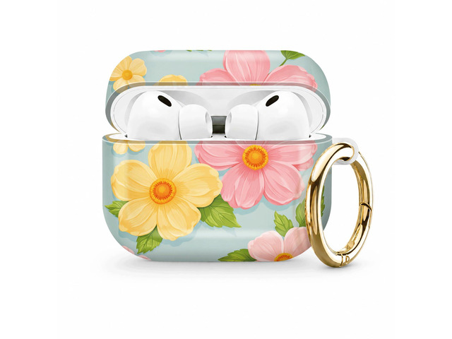 Compatible with AirPod Pro 3 Case (2025), Stylish Pattern Protective Cover with Keychain, Shockproof Anti-Drop TPU Case for Women and Men(Floral...
