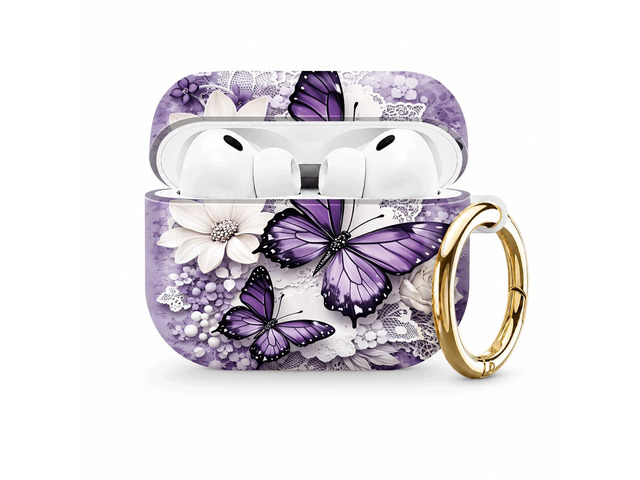 Compatible with AirPod Pro 3 Case (2025), Stylish Pattern Protective Cover with Keychain, Shockproof Anti-Drop TPU Case for Women and Men(Purple...