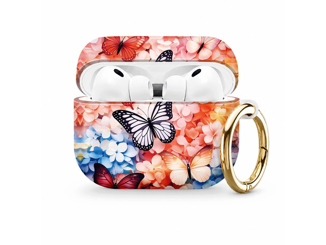 Compatible with AirPod Pro 3 Case (2025), Stylish Pattern Protective Cover with Keychain, Shockproof Anti-Drop TPU Case for Women and Men(Butterfly...