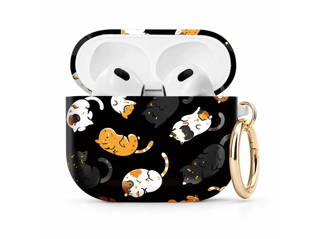 Compatible with Airpod 4 Case,TPU Cute Pattern Protective, Shockproof Anti Scratch Case with Keychain Ring, Supports Wireless Charging(Cute Cats...