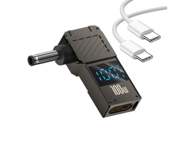 100W PD Power Charger Connector Tip (4.5 X 3.0mm Dell Small Head) with 100W/5A USB C Cable (1.5M)