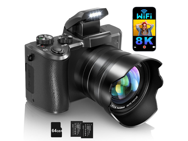 8K Digital Cameras for Photography Autofocus, WiFi 88MP Vlogging Camera with Dual-Lens, Flash, 16X Digital Zoom, Touch Screen, Travel Camera...