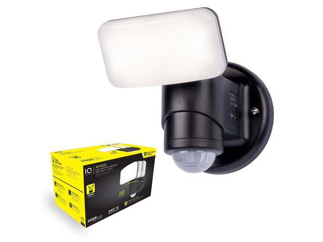 Wired Motion Security Light with Dynamic Tracking Technology, 2000 Lumens LED, 240° Sensor, 50 ft Range (Black)