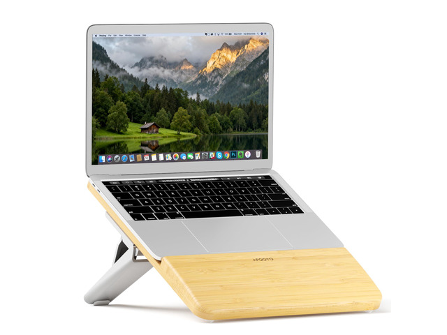 Adjustable Bamboo Laptop Stand,Portable Computer Riser,Ergonomic Notebook Mount with Wrist Rest,Compatible with 9.8-15'' All Laptops,MacBook Air...