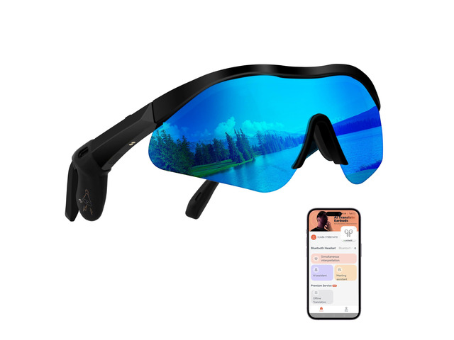 AI Smart Sports Sunglasses: Bluetooth 5.4 Translation UV400 Driving Fishing 160+ Language Translation, Open-Ear Audio, HD Calls, Siri Control,...