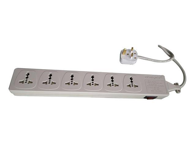 WES4-D107 Universal Power Strip 6-Outlet Surge Protector, 110V - 220V/250V