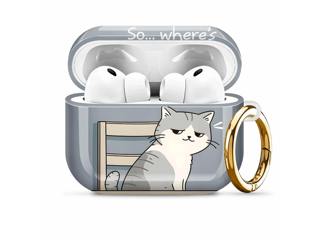 Compatiable with AirPod Pro 3 Trendy Case with Keychain Shockproof and Full Coverage, Unique Pattern Design for 3rd Gen Airpod Pro(Cat Sitting At...
