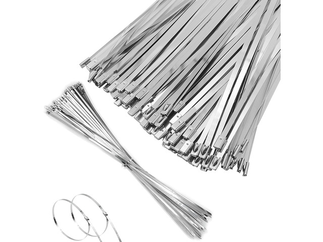 100 Pcs 20 Inch Metal Zip Tie Heavy Duty, Stainless Steel Adjustable,Cable Tie with 200 Lbs Tensile Strength for...