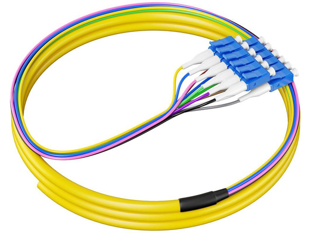 12 Strand OS2 LC/UPC Fiber Pigtail Single Mode, 5ft/1.5m SMF Fiber Optic Pigtails for Networks Communication System, 9/125um