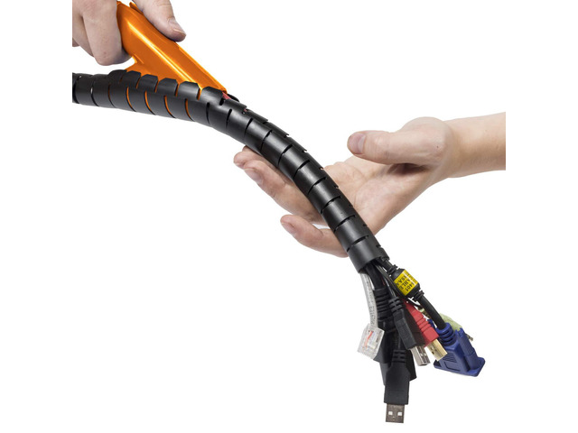 Cable Zipper Cord Tube Organizer with Zip Tool, Cable Management Sleeve, Cover for Long Wire Runs, 1 Inch Diameter (8.2 FT, Black)