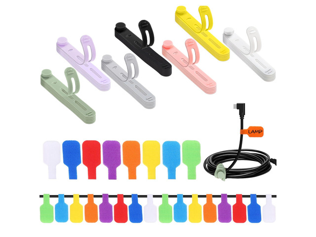 90pcs Cable Labels and Cable Ties Cord Management Organizer Kit Reusable 42 Silicone Ties with 48 Cord Labels for Electronics Travel Home Office...