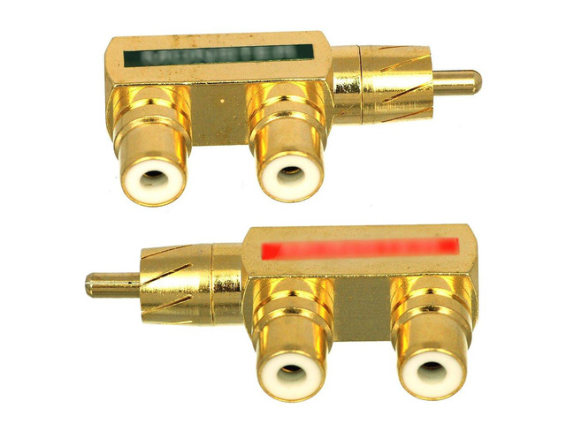 RCA F Shape Splitter Plug Adapter 1 Male to 2 Female, 4 Pack AV Audio Right angle, Low signal lost