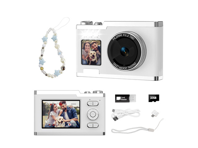 Point and Shoot Digital Camera 16X Zoom Dual Screen Selfie Fill Light Fun Filters Ideal Birthday Christmas Gift for Boys Girls and Teens