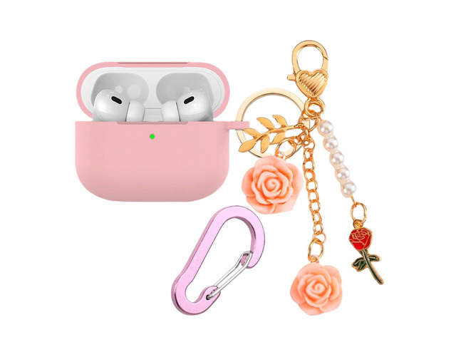 for Airpods Pro 3 Case with Cute Keychain,Silicone Shockproof Protective Cover Charms Flowers for Apple Airpod Pro 3rd Generation Case Charging...