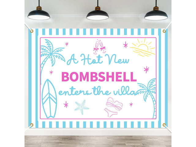 Bach Island Bachelorette Party Decorations, A Hot New Bombshell Enter The Villa Backdrop, Tropical Island Bridal Shower & Engagement Party Supplies