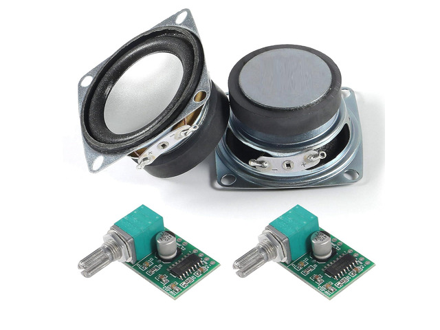 2PCS 2' 4Ohm 3W Audio Stereo Speaker Round Loudspeaker + 2PCS 3Wx2 DC 5V Digital Amplifier PAM8403 Amp Module for Arduino DIY Replacement