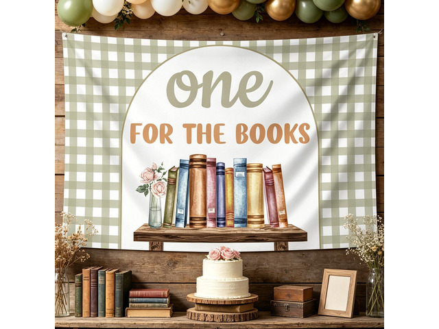 One for the Books 1st Birthday Decorations Chapter One Backdrop Banner Chapter One Birthday Decorations First Chapter Birthday Party Decor...