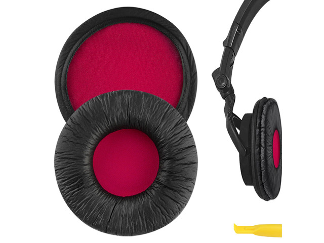 Replacement Ear Pads for Sony MDR-V55, V500DJ Headphones Ear Cushions, Repair Parts (Black Red)