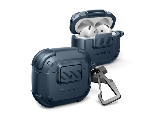 for AirPods 4 Case with Drop-Proof Lock, Shockproof Rugged Bumper Cases Protective Cover with Carabiner & Keyring & Cleaner Kit for AirPods 4th...