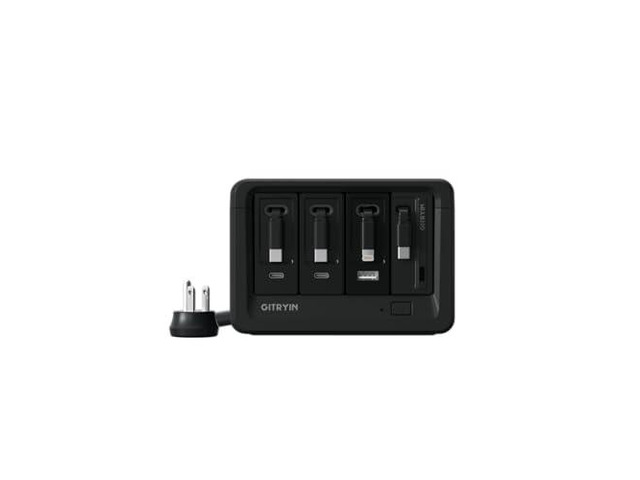 1 Lightning, 3 Type-C Retractable Wall Chargers with 1 USB A Port and 1 Power Strip, 12-in-1 Modular Charging Station