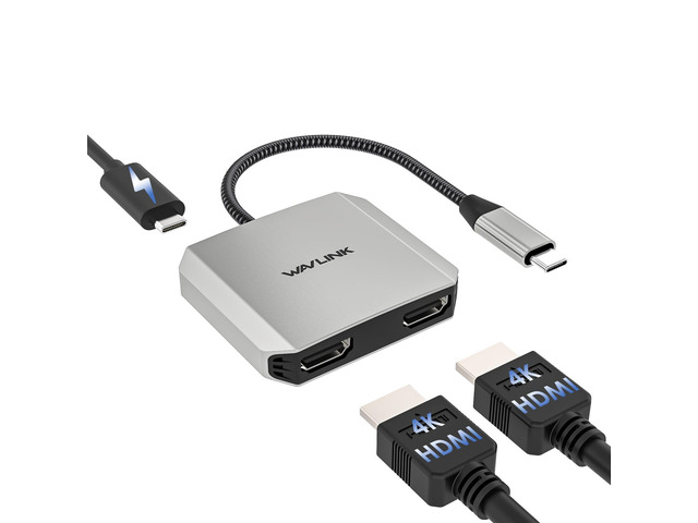 HDMI Splitter for Dual Monitors, Dual Display for Windows ONLY 4K@60Hz Dual Display, 95W PD IN,Compatible with Dell XPS, HP Spectre, Lenovo Yoga,...