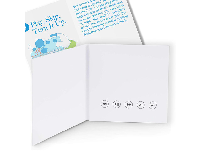 VoiceLP Digital MP3 and WAV Audio and Music Player, White Audio Playing Greeting Card for Back to School Mixtapes, Playlists, Lectures,...