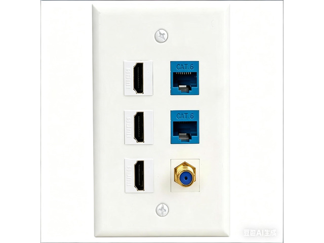 HDMI Wall Plate, Cat6 Keystone Coax F Type Cable Wallplate, Coax Cable TV F Type, Female-Female Faceplate - White
