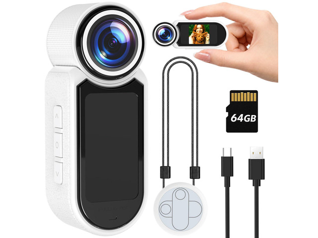 1080P Thumb Action Camera, WiFi Mini Body Hands-Free POV Camera Camcorder Wearable Portable Recording, with Magnetic Pendant, for Security,...