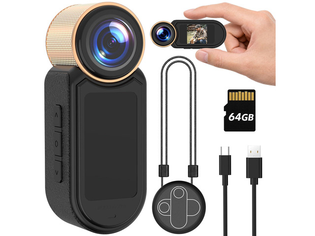 1080P Thumb Action Camera, WiFi Mini Body Hands-Free POV Camera Camcorder Wearable Portable Recording, with Magnetic Pendant, for Security,...