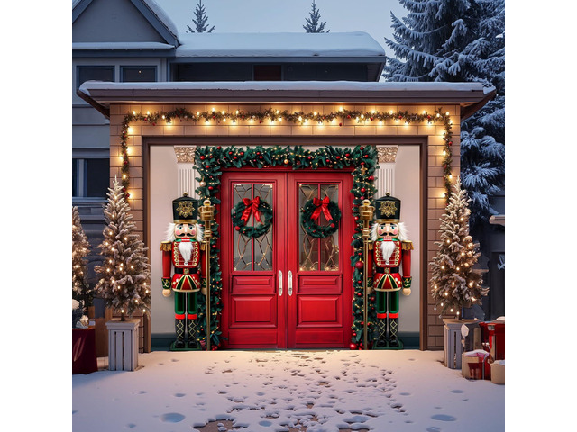 7 x 8 FT Christmas Garage Door Cover for Single Garage, Xmas Nutcracker Soldiers Christmas Decorations Outdoor, Garage Buddy Door Banner Backdrop...